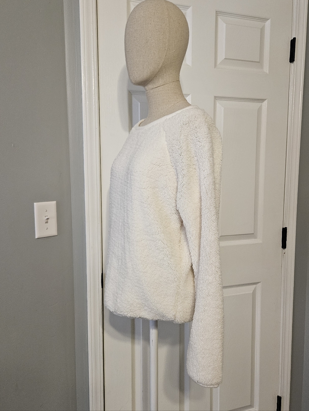 Women's Plush Crewneck Sweater in Cream - Picture 2 of 5